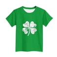 thumbnail image 4 of RXMEKW T-Shirt de la Saint-Patrick pour Enfants Manches Courtes Col Rond Haut Graphique Décontracté avec Imprimé Trèfle pour Garçons et Filles, 4 of 5
