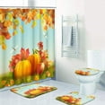 thumbnail image 3 of Halloween Pumpkins Lantern Bathroom Sets with Shower Curtain and Rugs and Accessories, Autumn Happy Stars Smile Shower Curtain Sets, Orange Fall Shower Curtains for Bathroom Decor 4 Pcs, 3 of 7
