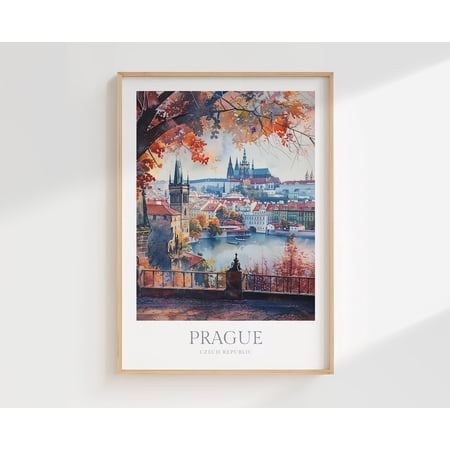 Prague Praha Wall Art Poster Czech Republic Poster, Unframed Size 12x18