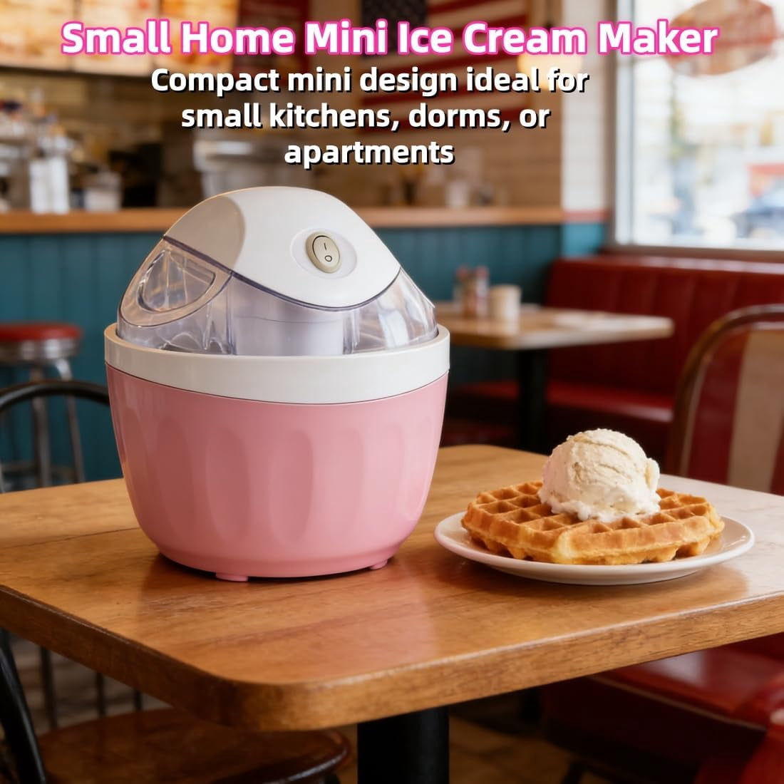 Small Home Mini Ice Cream Maker, 17oz Electric Gelato & Sorbet Machine with One-Touch Control, Personal Ice Cream Maker, DIY Makes Machine, Dessert Treats & Family Use (Blue-A)