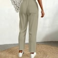 thumbnail image 6 of QSXADF Women's High Waist Pants Casual Straight Leg Pants Stretch Straight Leg Pants with Drawstring Elastic Waistband for Daily Comfortable Summer Women's Casual Long Trousers, 6 of 6