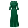 thumbnail image 5 of Lovskoo Wedding Guest Dresses for Women Evening Gown Trendy Summer Lace Patchwork Solid Round-Neck 1/2 Sleeve Long Cocktail Dresses 2023 Green, 5 of 5