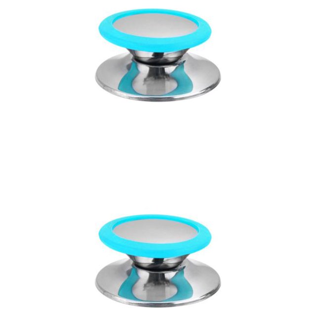 kurtrusly Stainless Steel Anti-scald Pot Cover Knob Replacement Household Kitchen Pan Lid Handle Upgrade Modified Accessories Blue Large 2Set