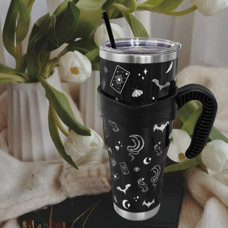 Goth Black 40 Oz Tumbler with Handle and Straw, Large Big Stainless Steel  Vacuum Insulated Tumbler Iced Coffee Cup Water Bottle Travel Mug, Witchy  Gothic Gifts Decor Accessories Stuff, Halloween Gifts 