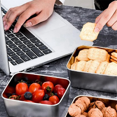 thumbnail image 4 of Stainless Steel Refrigerator Crisper Food Storage Box with Plastic Lid Prepare Seafood Fruit Vegetable Picnic Box S, 4 of 6