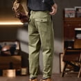 thumbnail image 6 of Timoontee Men Belted Drawstring Decor Straight Twill Chino Pants Relaxed Cuffed Ankle Outdoor Travel Business Casual Trousers Green XL, 6 of 9