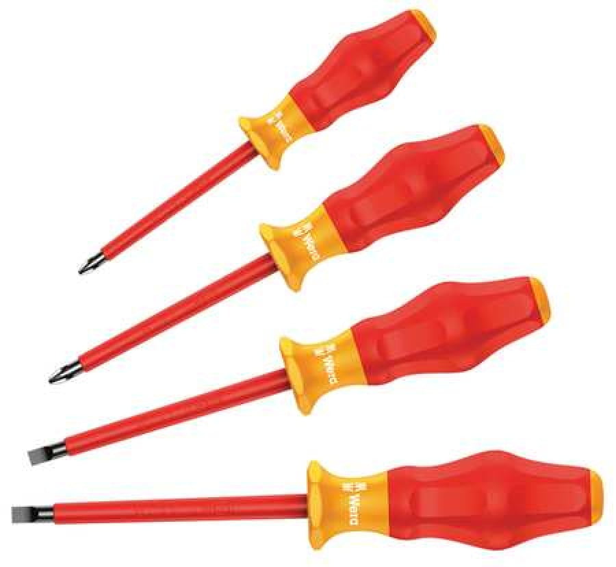 Wera 05345212001 Insulated Screwdriver Set,Slotted/Phillips,4 Pcs 
