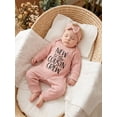 thumbnail image 5 of RUINIXCW Preemie/Newborn/Baby Girl Outfits Letter Embroidery Crew Neck Long Sleeve Romper and Bow Headband 2 Pcs Set for Fall, 5 of 9