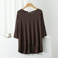 thumbnail image 2 of HAPIMO Women's Loose Cotton Lined Babydolls Tops Trendy Round Neck Blouses Solid Color Pullovers Summer Casual Workout Pajamas Shirts Short Sleeve Tees Relaxed Brown XL, 2 of 3