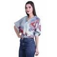 thumbnail image 3 of Moomaya Wrap Tops For Women Printed Elastic Waist Boxy Sleeve Casual Wrap Blouse, 3 of 5