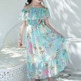 thumbnail image 6 of LUOGENLI Cute Summer Dresses For Girls 10-12 Years Old Girls' Chiffon Dress Summer Style Mid Length Beach Children'S Off Shoulder Floral Dress For Big Children Suitable Flower Girl Dress 5-6 Years, 6 of 6