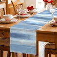 thumbnail image 5 of Gray Blue Ombre Table Runner 90 Inches, Modern Abstract Watercolor Stripes Bed Runner Dresser Scarves Tabletop for Indoor Outdoor Parties/Ceremony/Banquet, 13" x 90", 5 of 9
