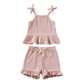 thumbnail image 2 of Liyamei Back To School Outfits For Girls, Toddler Summer Set, Sleeveless Romper with Shorts Casual Beach Wear Pink 9-12 Months, 2 of 6