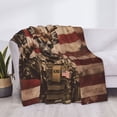thumbnail image 3 of Disketp Patriotic Deer Soldier Salute Flannel Blankets - Thick and Warm Blanket for Winter, Soft Fuzzy Plush King Blanket for All Seasons-60"x50", 3 of 6