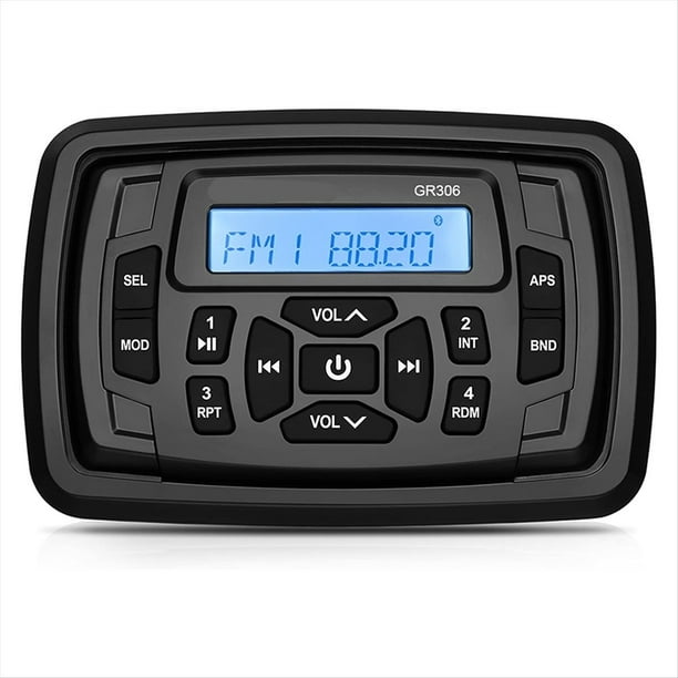 Radio Estéreo Marina para , Resistente Al Agua, con Bluetooth, FM, AM, Reproductor de Audio Digital para , Cuatriciclos, UTV, Carritos y Motocicletas