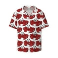 thumbnail image 2 of Lsque Cute Red Crab print Men's Cuban Collar Short Sleeve Shirt Summer Beachwear Casual Button Down Fashionable Vacation Leisure Shirt-Large, 2 of 7