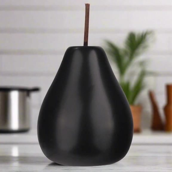Hazel Pearlescent Ceramic Pear Figurine – Decorative Fruit Statue, Modern Home Decor Accent for Living Room, Tabletop, Shelf, Centerpiece Gift (Large, Black)
