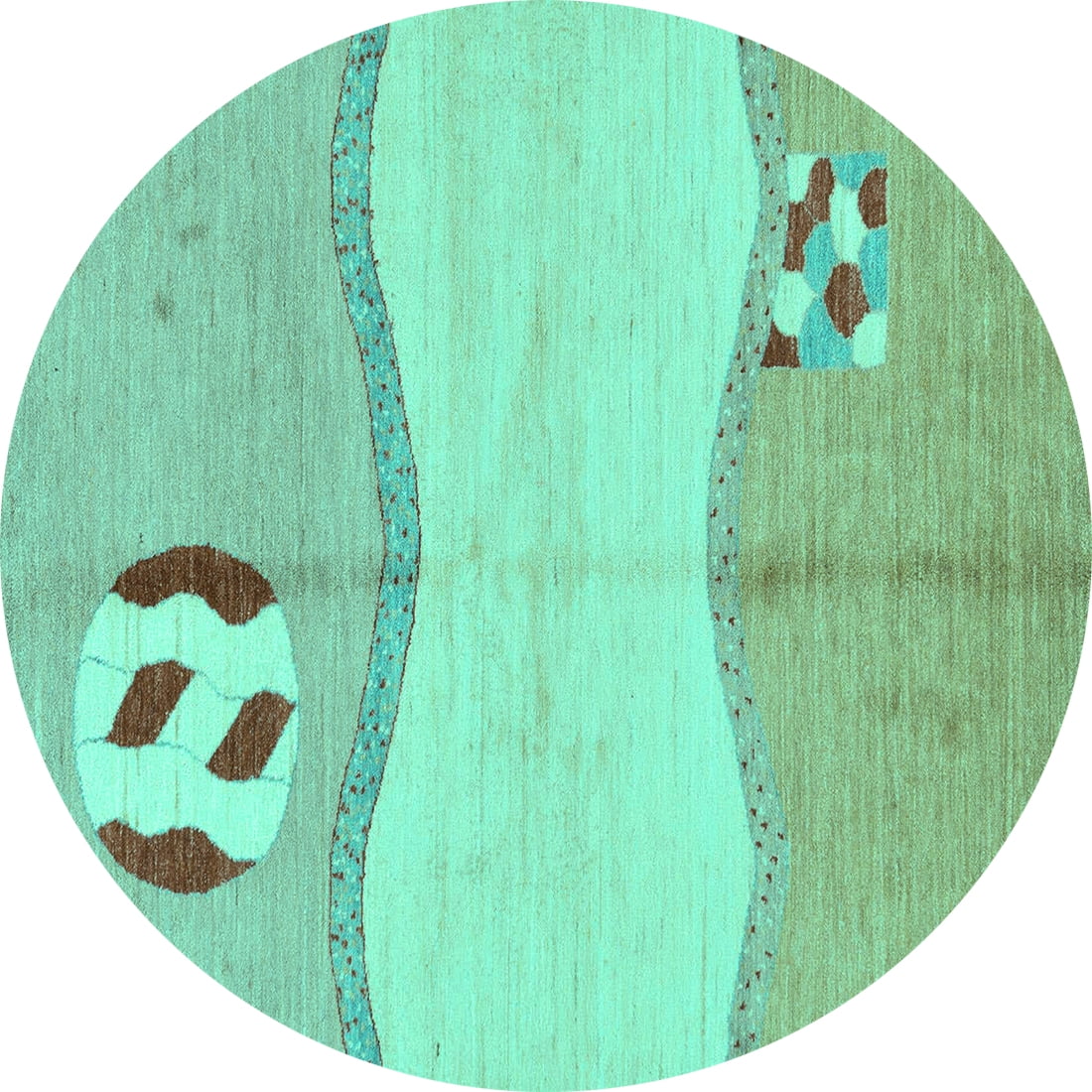 Ahgly Company Indoor Round Abstract Turquoise Blue Modern Area Rugs, 7 ...