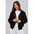 thumbnail image 4 of Sudadera con Capucha PRETTYGARDEN para Mujer con Cierre, Forro Polar, Negra, Talla Grande, 4 of 8