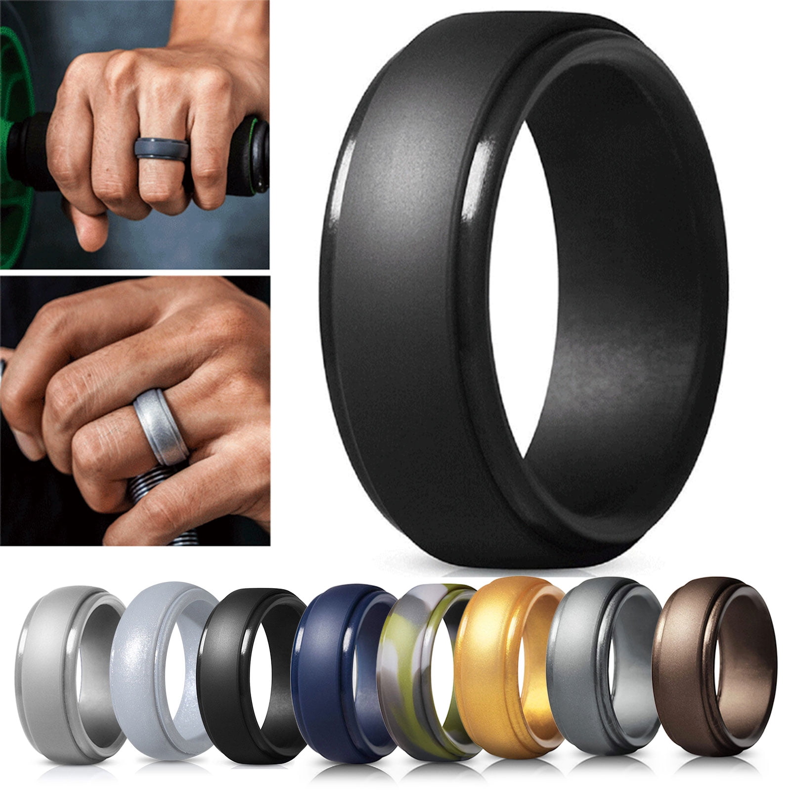 TSV Men Women Silicone Ring 8pcs/4PCS, Flexible