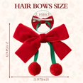 thumbnail image 2 of Velvet Ribbon Hair Bow Clips - 2 PCS Cute Hair Bow Clips with Red Cherry Ball Handmade Alligator Barrettes Pins Bowknot Party Dress Decor Accessories for Girls, 2 of 7