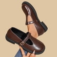 thumbnail image 5 of Mary Jane Shoes Women, Leather Loafers Wide Width, Casual Low Heel Slip-On Flats for Women, Trendy Dress Shoes for Spring Summer, Black/Brown/Burgundy, 5 of 8