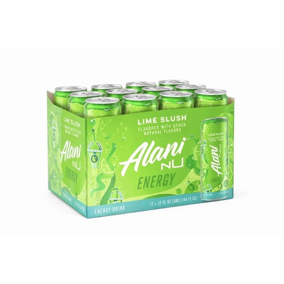 Alani Nu Energy Drink, Lime Slush Flavor, 12 Pack (12fl oz Cans), Sugar Free, Low Calories, 200mg Caffeine