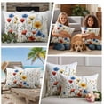 thumbnail image 5 of 2 Pack Outdoor Waterproof Throw Pillow Covers,Spring Colorful Blooming Flowers Leaves Decorative Patio Pillowcases for Chair Couch Sofa 16x16in, 5 of 9