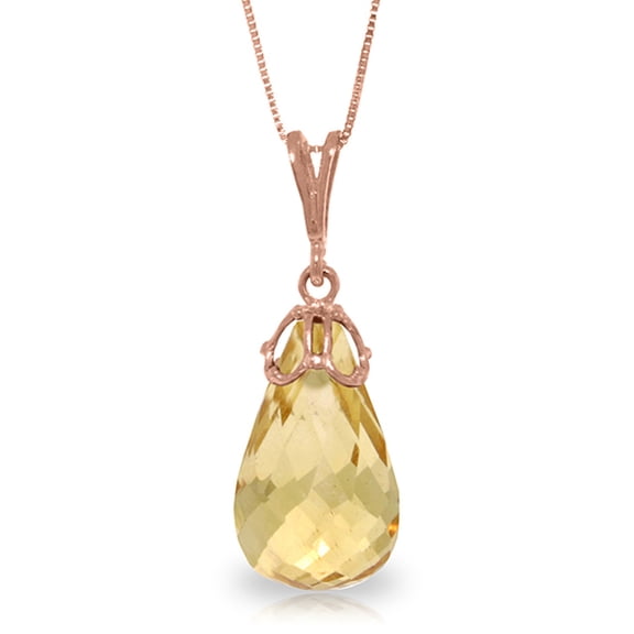 Galaxy Gold 14K Solid Yellow Rose and White Gold Pendant Necklace with Briolette Brilliant Natural 7.0 CTW Citrine (rose-gold)