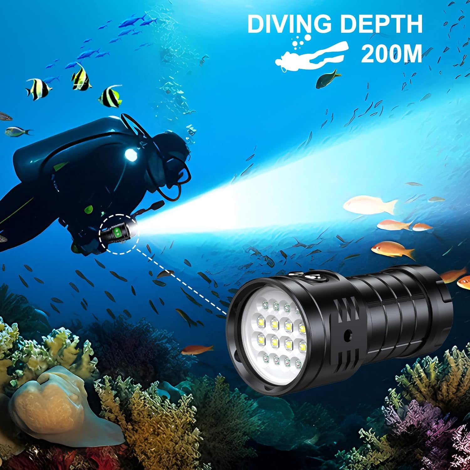Siuyiu Dive Light 3800 Lumens Scuba Diving Flashlight, Underwater Video Light
