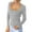 Gray, variant on Utoimkio 3/4 Sleeve Fall Tops for Women Slim Fit 2025 Scoop Neck Casual Solid Color Shirts Blouses for Women