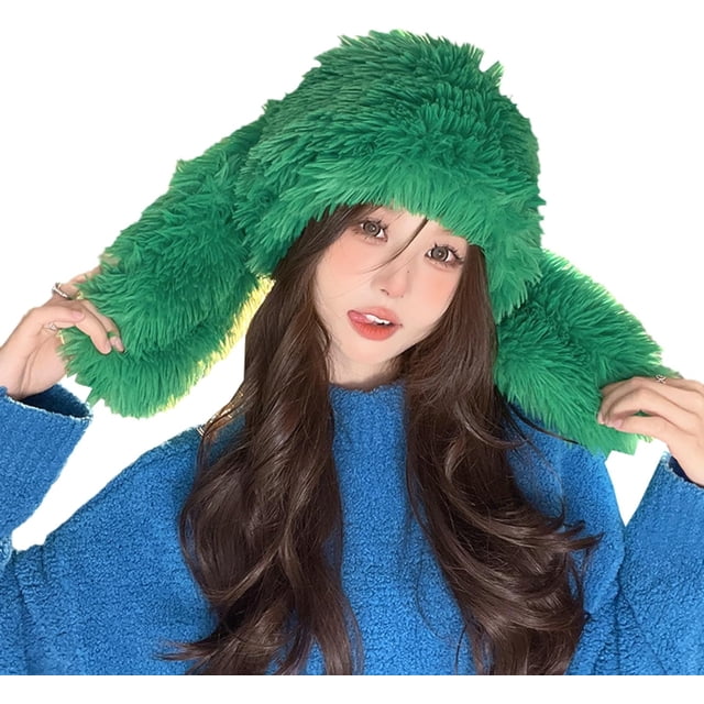 LinYooLi Cute Bunny Ear Hat Rabbit Ears Cap Y2k Plush Fun Costume Hats Faux Fur Warm Cosplay Party Hat