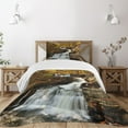 thumbnail image 3 of Ambesonne United States Quilted Bedspread Set 2 Pcs, Cascade Delaware, Twin Size, Brown Green White, 3 of 6