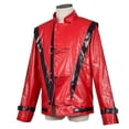 thumbnail image 7 of Mens Halloween Jackets Faux Leather Motorcycle Contrast Full Zipper Stand Up Collar Fashion Jacket Red L, 7 of 7