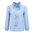 thumbnail image 6 of Xingpeng Womens Flutter Sleeve Blouses Long Sleeve Casual Tops Spring Summer Outfits Dressy Shirts Blue XXXXL, 6 of 8
