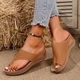 thumbnail image 6 of Lenago Women's Open Toe Mules Sandals Cross Strap Wedge Heel Slides Casual Comfortable Slip On Dressy Walking Shoes for Summer Work Party Outdoor Brown 9.5, 6 of 8