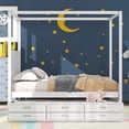 thumbnail image 2 of Queen Size Canopy Platform Bed with Twin Size Trundle and Three Storage Drawers,White, 2 of 6