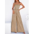 thumbnail image 4 of PRETTYGARDEN One Piece Jumpsuits for Women Summer Sleeveless Smocked Gingham Wide Leg Date Night Rompers Spring Outfits, 4 of 10