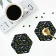 thumbnail image 4 of Honeii Space Rockets print Leather Coaster Set of 4, ideal for safeguarding your furniture from drinks spills and effortless cleanup-Hexagon, 4 of 6