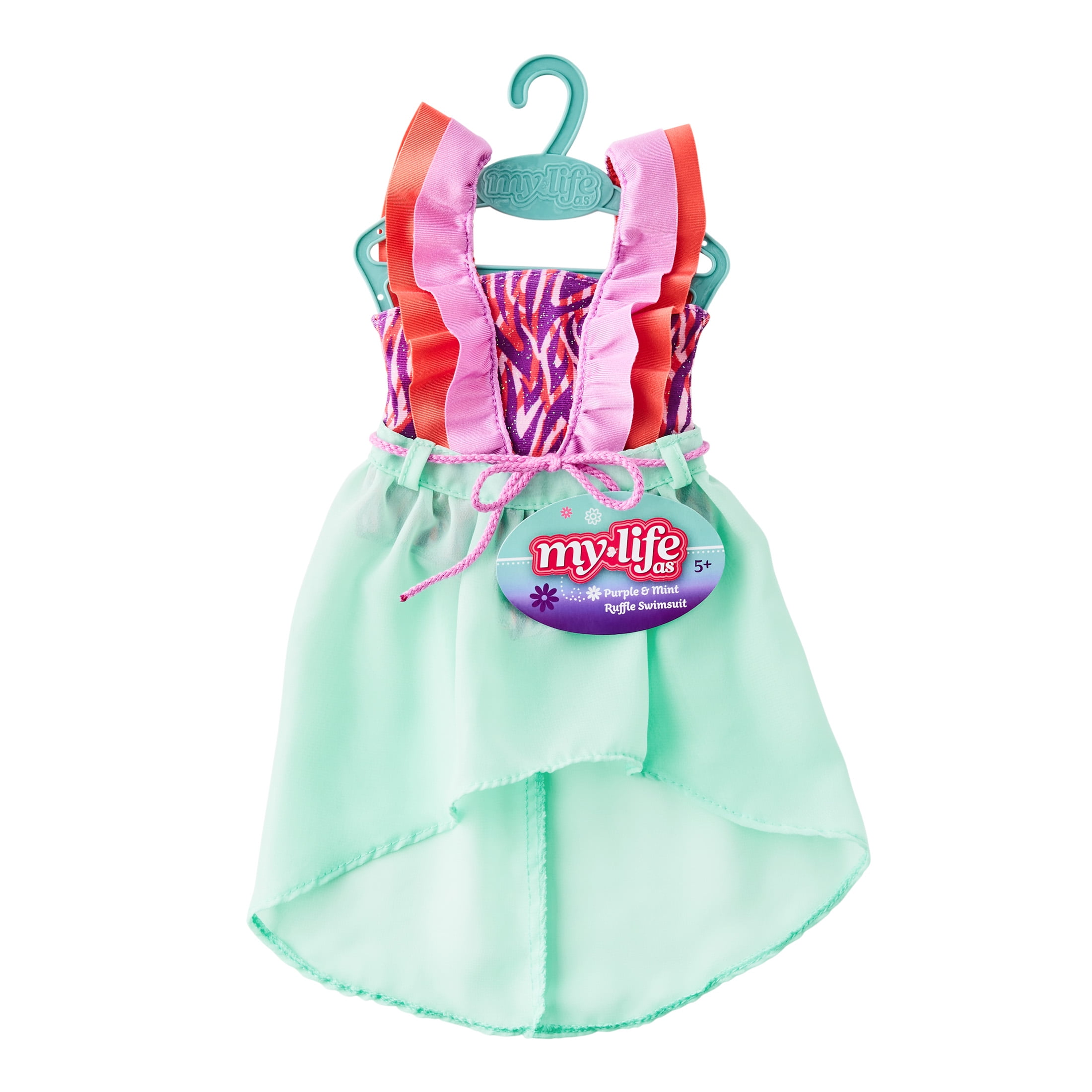 My Life As Purple & Mint Ruffle Swimsuit & Cover-up for 18” Doll