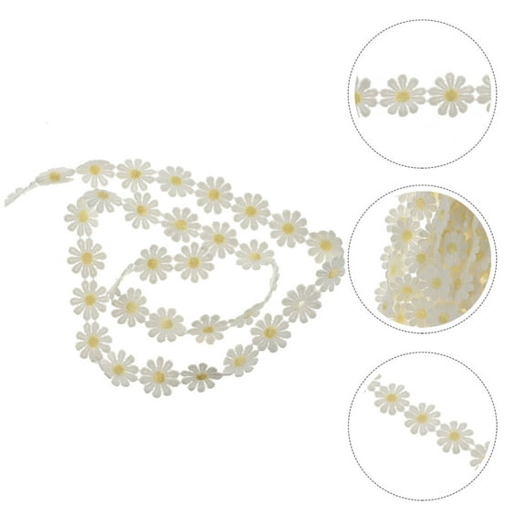 MLINS 15 Yards Lace Trim Fabric Daisy Ribbons Clothing Accessories Embroidered Decor