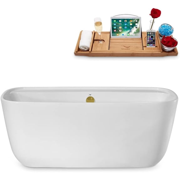 59" Streamline N2060BGL Freestanding Tub and Tray With Internal Drain