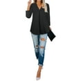 thumbnail image 4 of Timeson 3/4 Sleeve Henley V Neck strectchable Tunic Blouse, Black, 4 of 7