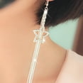 thumbnail image 4 of Grandest Birch Women\'s Rhinestone Pentacle Star Drop Long Tassels Chain Hook Dangle Linear Earrings Rhinestone, Alloy Silver, 4 of 7