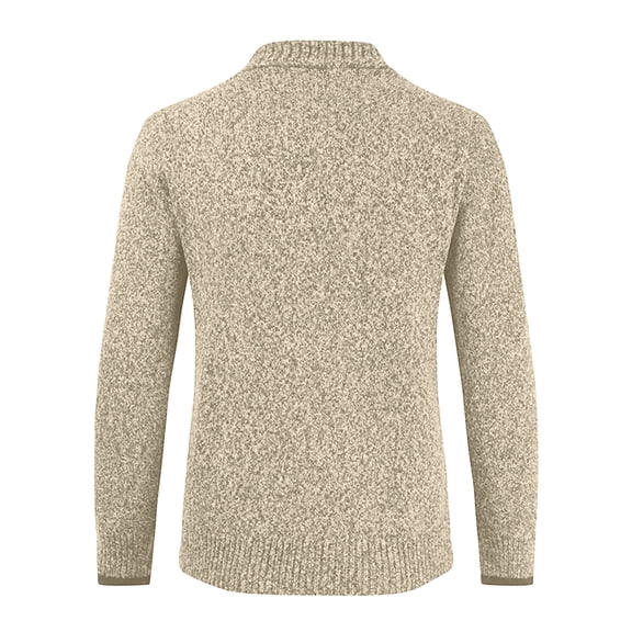 GBSYEWXS Pullover Sweater For Men Notch Neck Long Sleeve Gentleman Comfortable Solid Color Khaki Sweaters