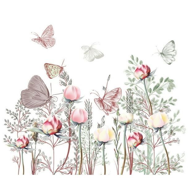 Decoración de pared DIY, diseño exquisito y elegante, calcomanías despegables y adhesivas con diseño floral de amapolas de acuarela para una decoración de habitación duradera e impermeable