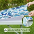 thumbnail image 6 of Blue Watercolor Triangle Pattern Square Fitted Tablecloth with Elastic Edge,Square Table Cover,Washable Elastic Table Cover for Home Kitchen Party Decor 36"x36", 6 of 6