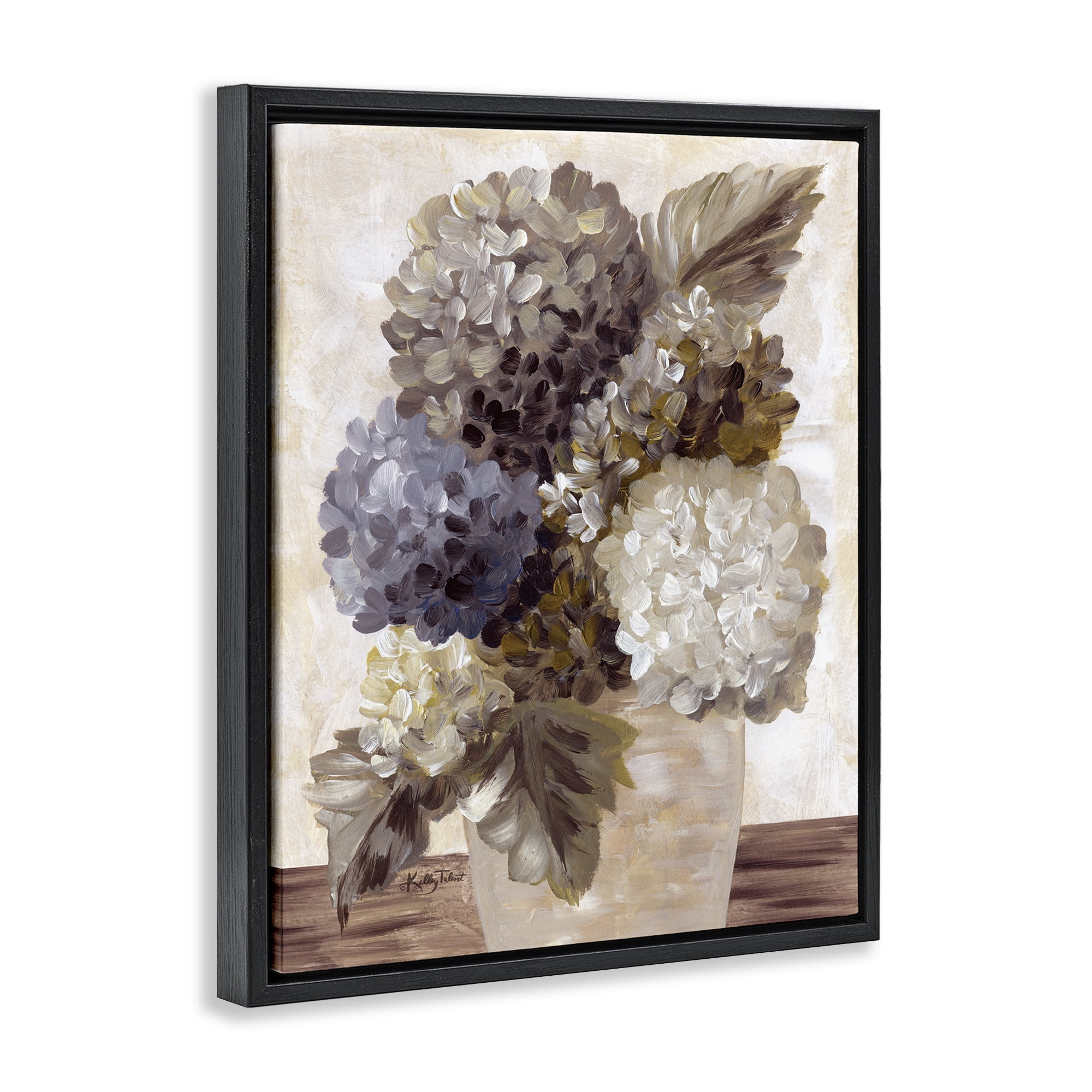 Stupell Industries Full Hydrangea Blooms Botanical & Floral Painting Black Floater Framed Art Print Wall Art, 25 x 31