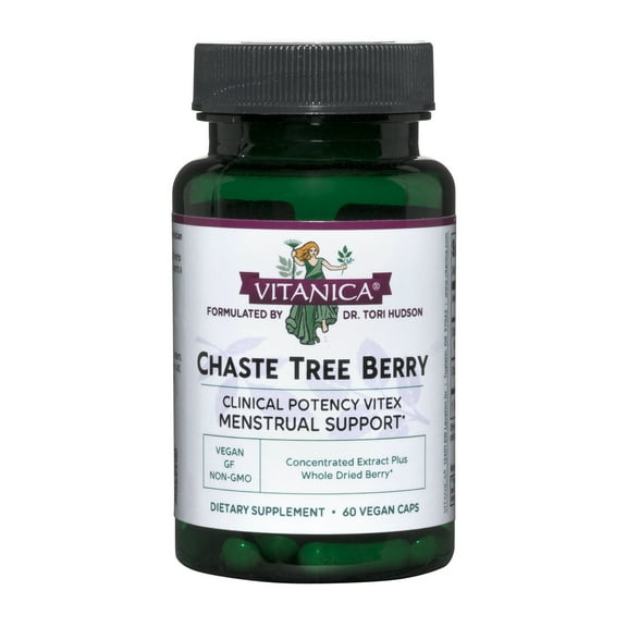 Vitanica Chaste Tree Berry Extract, Vitex Chasteberry Supplement for Women, Hormone Balance and Menstrual Cycle Support, Non-GMO, Vegan, 2 Month Supply, 60 Capsules
