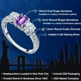 thumbnail image 2 of Gem Stone King 925 Sterling Silver 3-Stone Ring Checkerboard Amethyst Moissanite (1.87 Cttw), 2 of 6